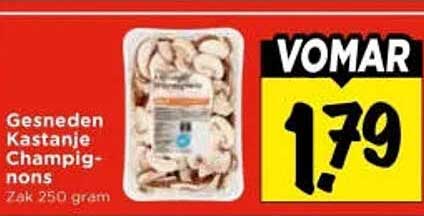 Gesneden Kastanje Champignons Zak 250 gram