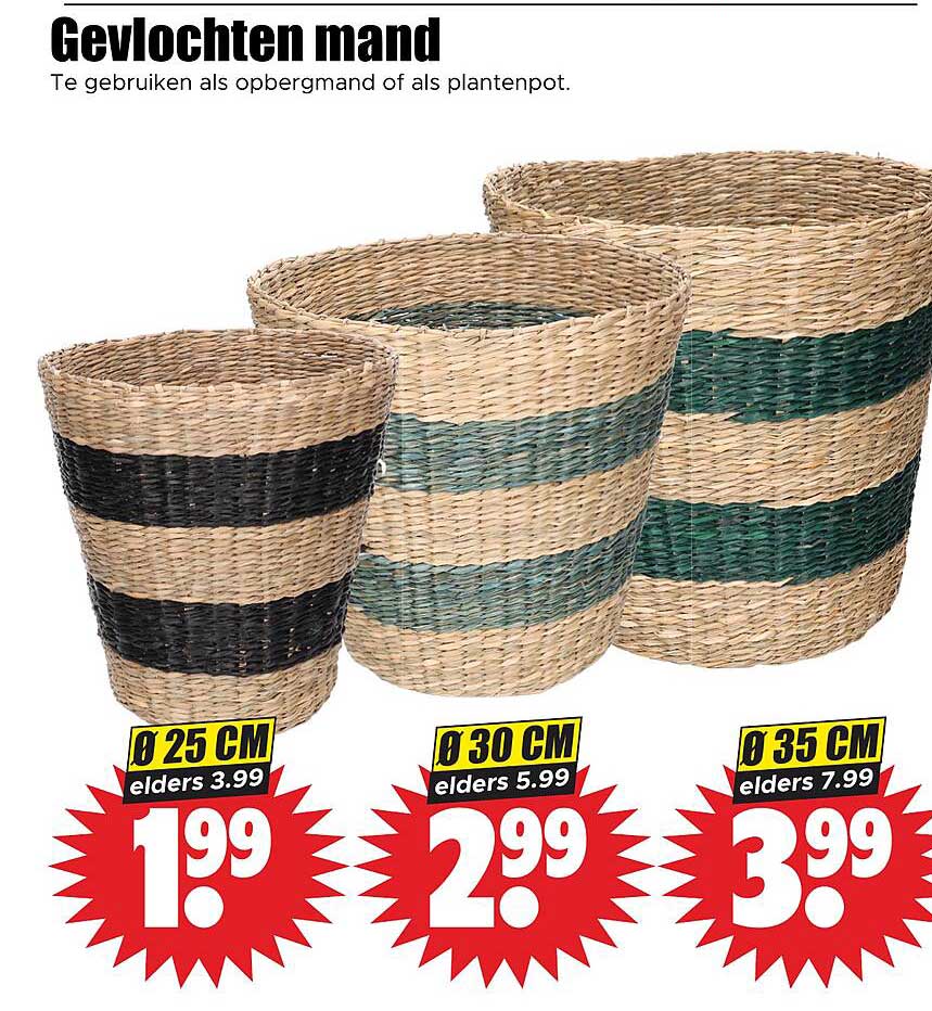 Gevlochten mand Ø 25 CM elders 3.99