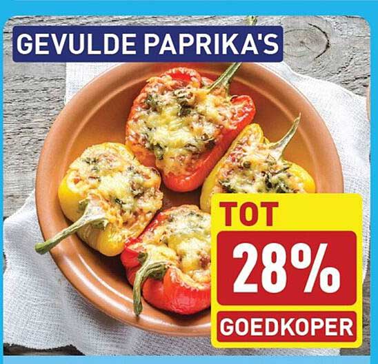 Gevulde paprika's tot 28% goedkoper