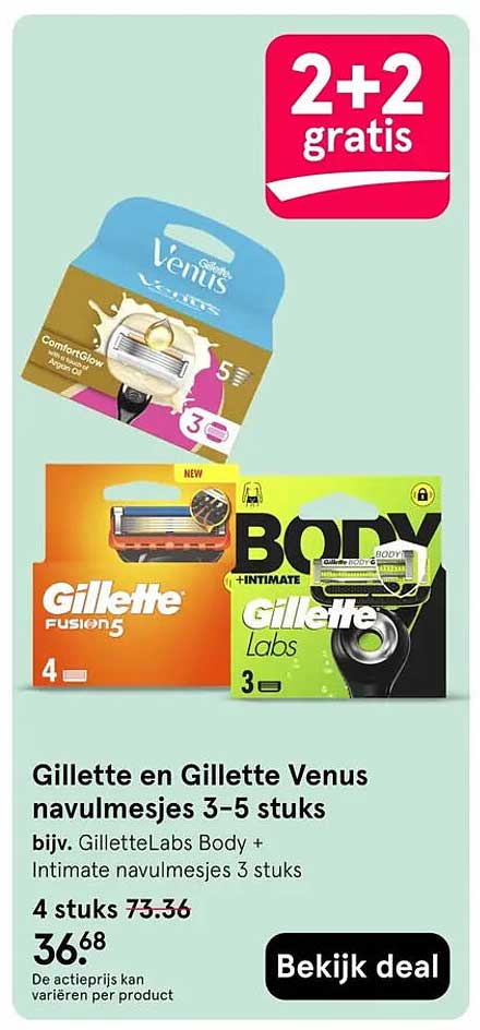 Gillette en Gillette Venus navulmesjes 3-5 stuks 2+2 gratis
