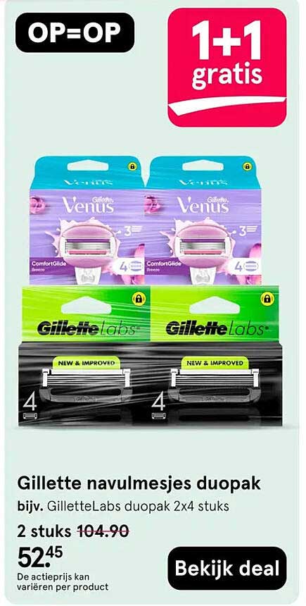 Gillette navulmesjes duopak 1+1 gratis