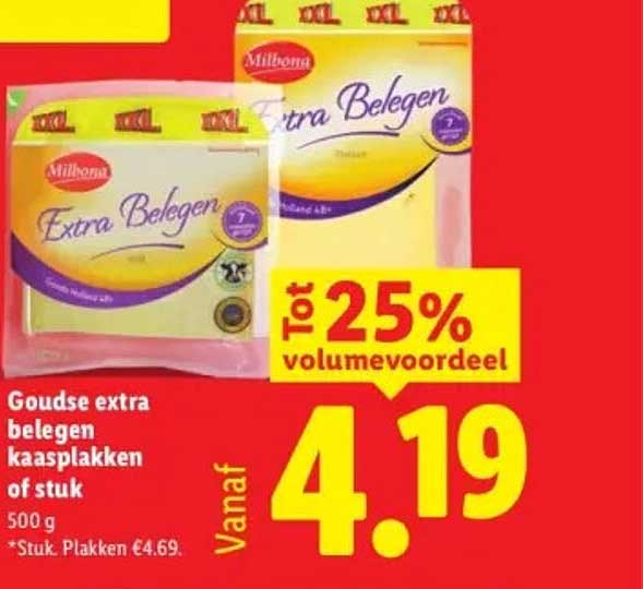 Goudse extra belegen kaasplakken of stuk 500 g