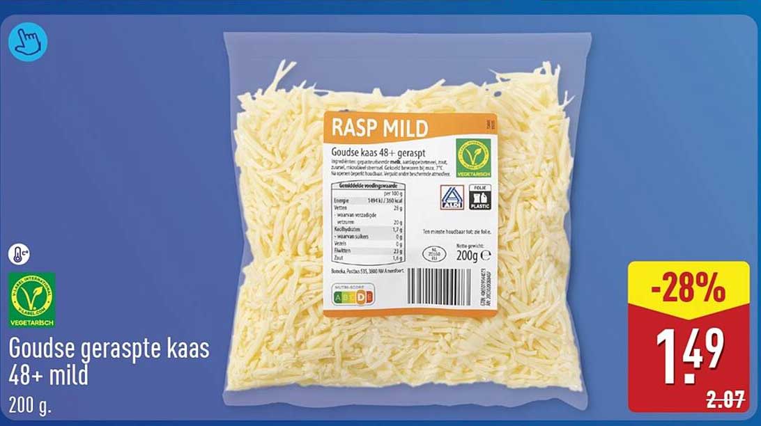 Goudse geraspte kaas 48+ mild