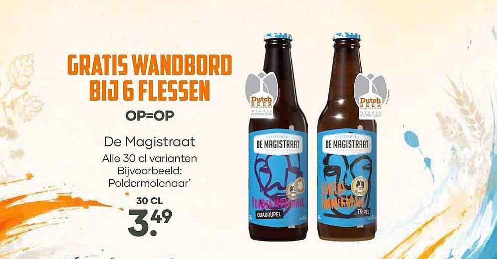 GRATIS WANDBORD BIJ 6 FLESSEN