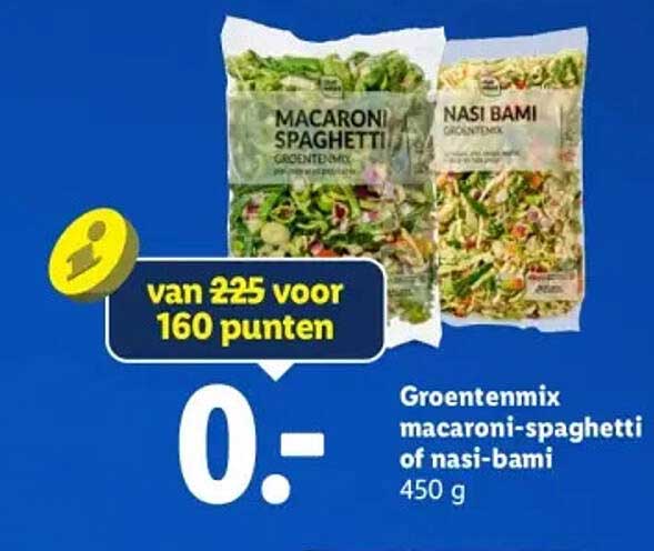 Groentenmix macaroni-spaghetti of nasi-bami 450 g van 225 voor 160 punten