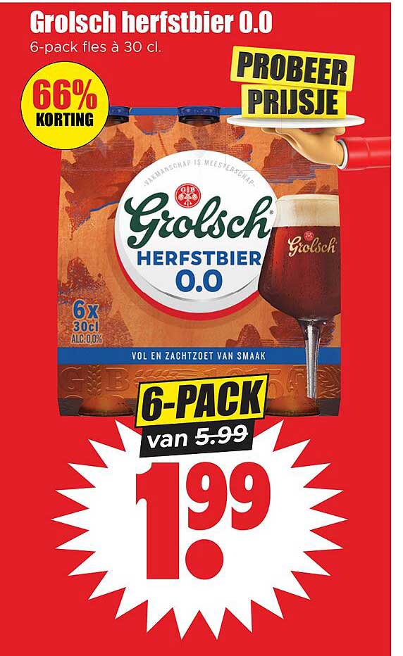 Grolsch herfstbier 0.0 6-pack fles à 30 cl. PROBEER PRIJSJE