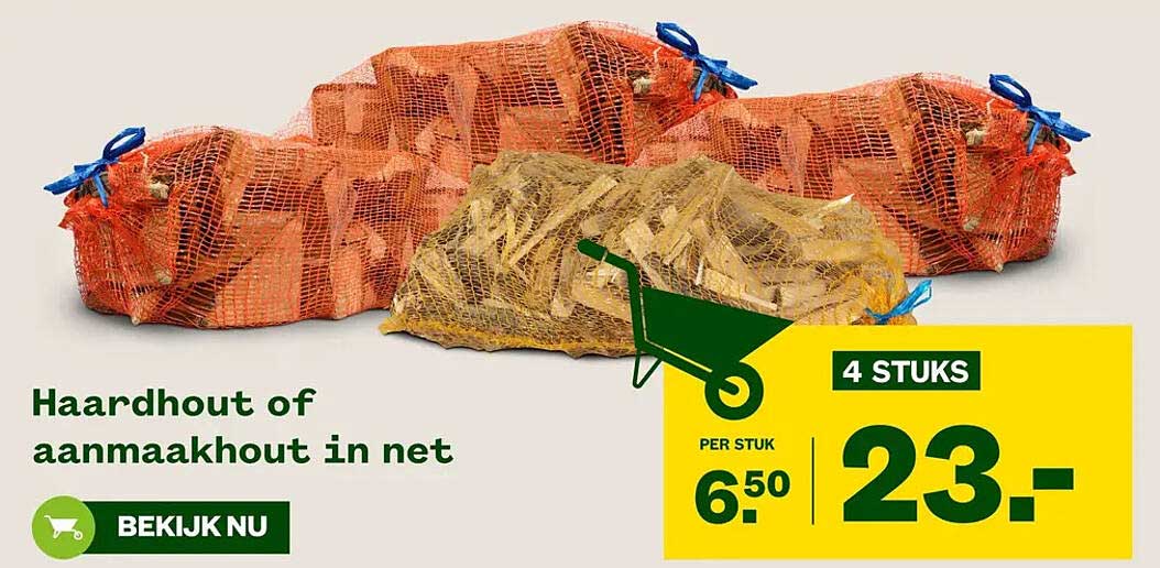 Haardhout of aanmaakhout in net