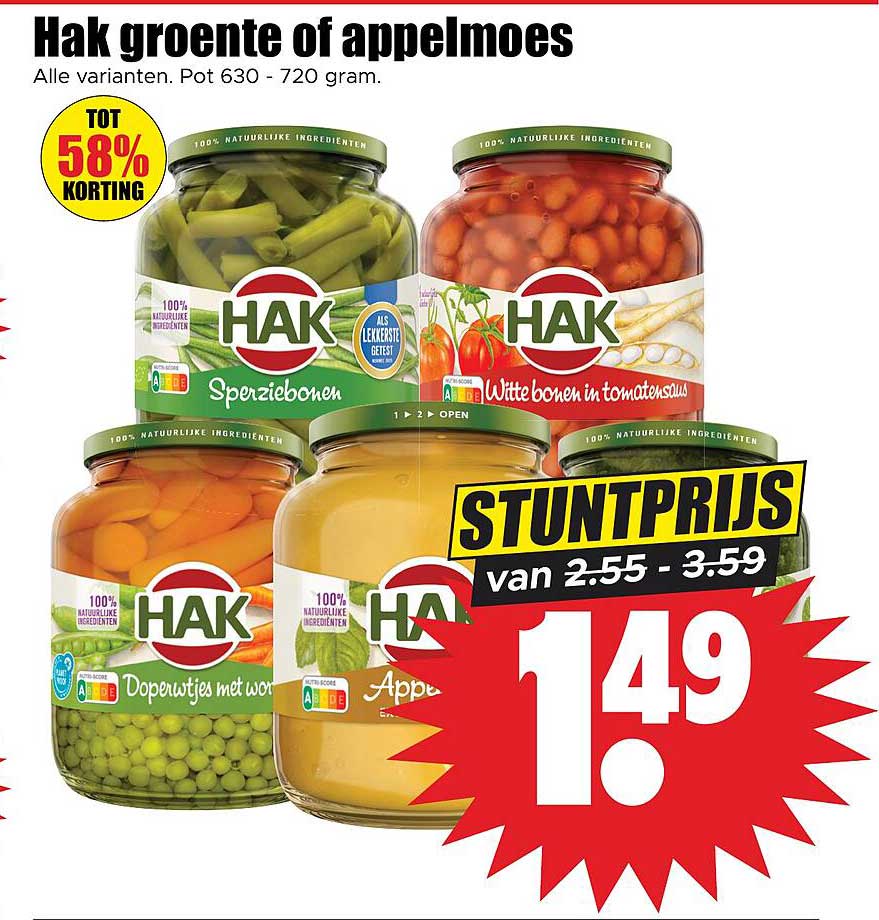 Hak groente of appelmoes