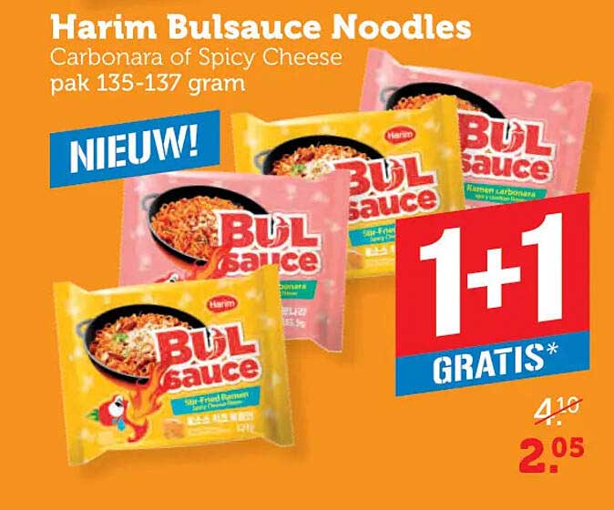 Harim Bulsauce Noodles Carbonara of Spicy Cheese pak 135-137 gram 1+1 GRATIS*