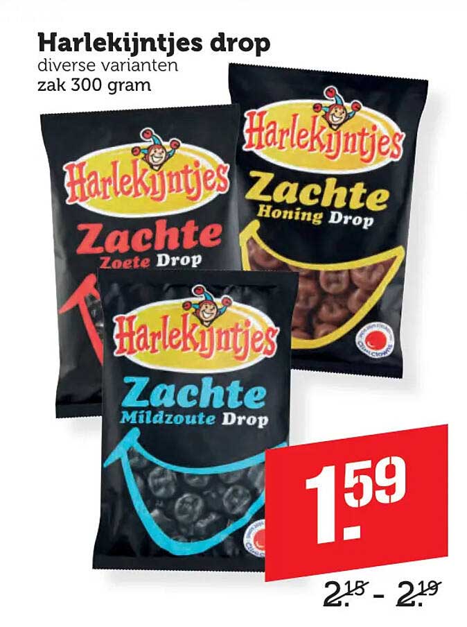 Harlekijntjes drop diverse varianten zak 300 gram