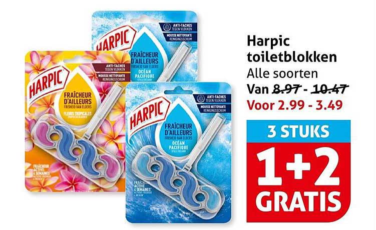Harpic toiletblokken Alle soorten 3 STUKS 1+2 GRATIS