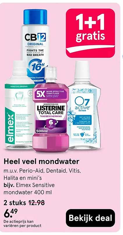 Heel veel mondwater 1+1 gratis