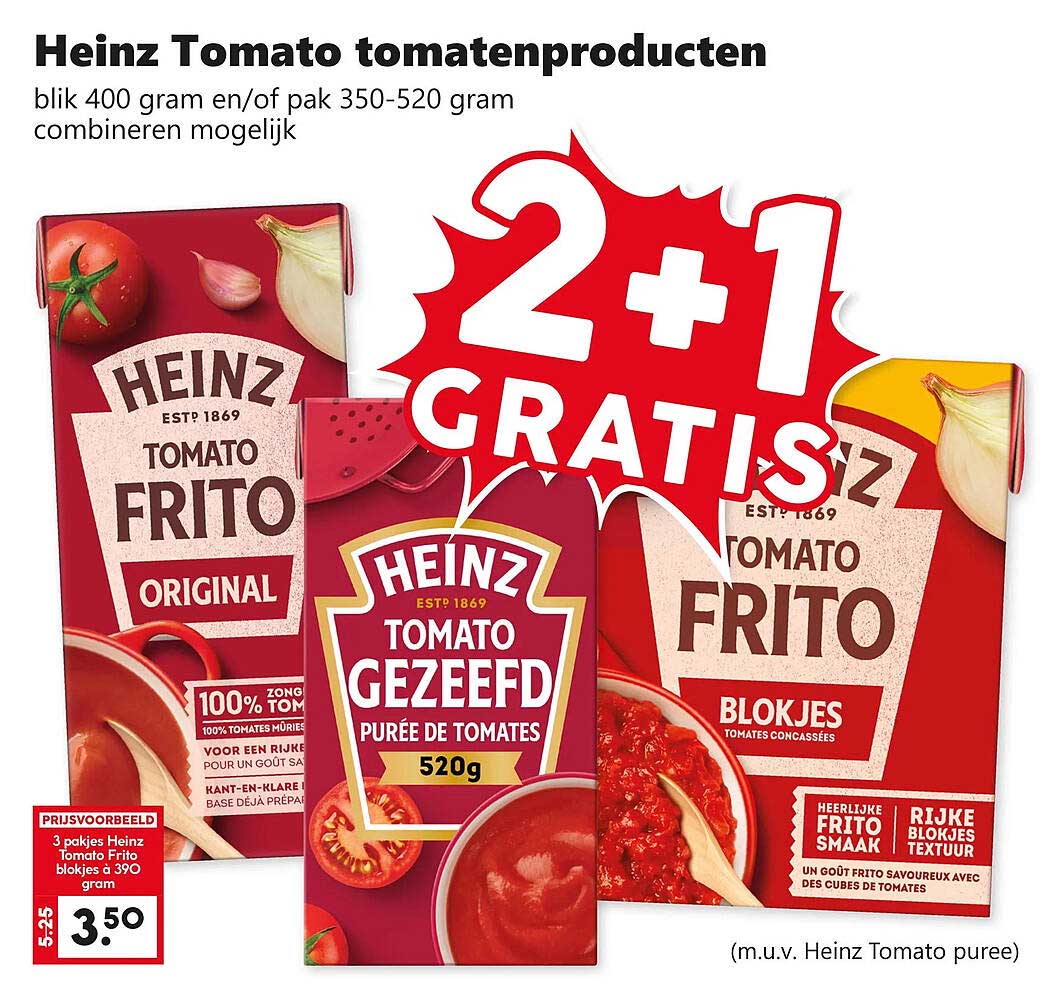 Heinz Tomato tomatenproducten 2+1 gratis