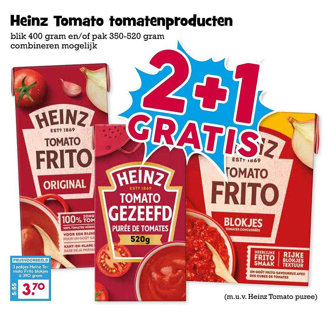 Heinz Tomato tomatenproducten 2+1 gratis