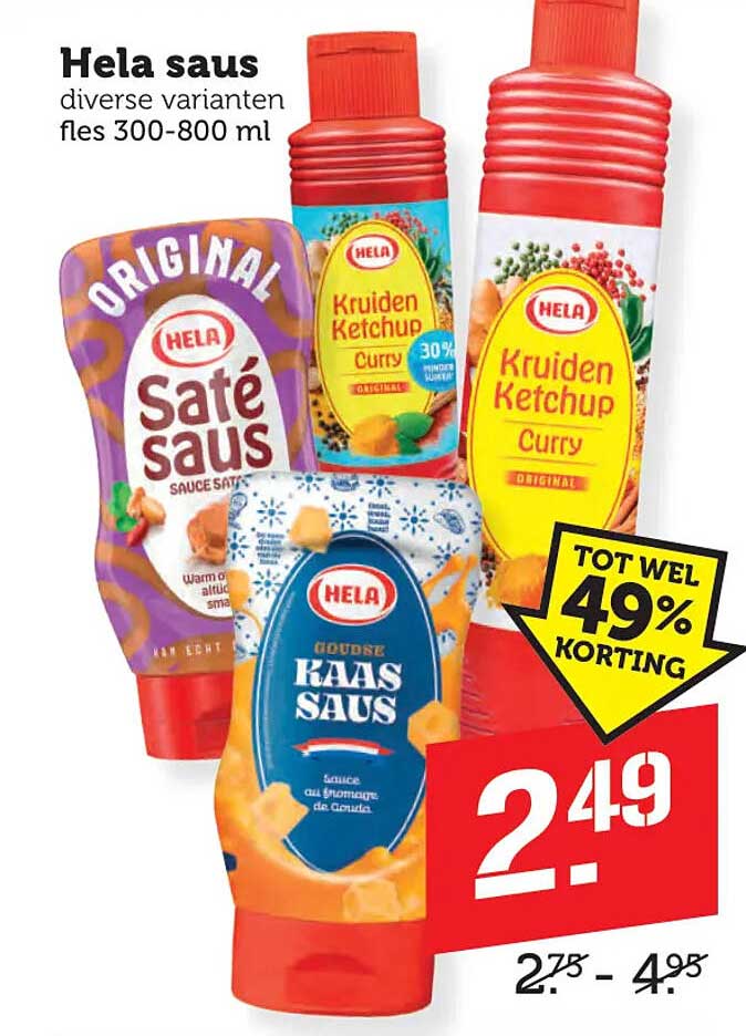 Hela saus diverse varianten fles 300-800 ml TOT WEL 49% KORTING