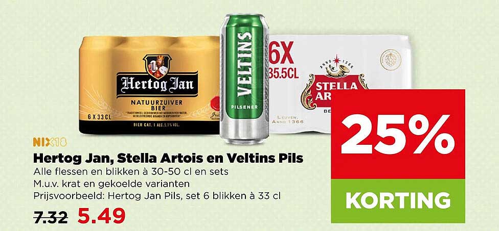 Hertog Jan, Stella Artois en Veltins Pils 25% KORTING