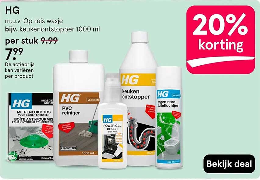 HG m.u.v. Op reis wasje bijv. keukenontstopper 1000 ml 20% korting