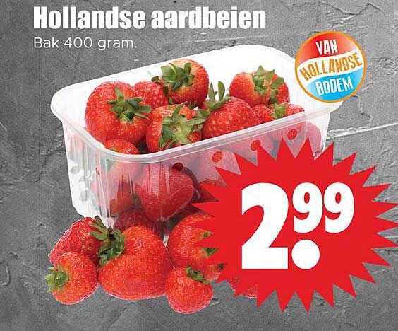 Hollandse aardbeien Bak 400 gram.
