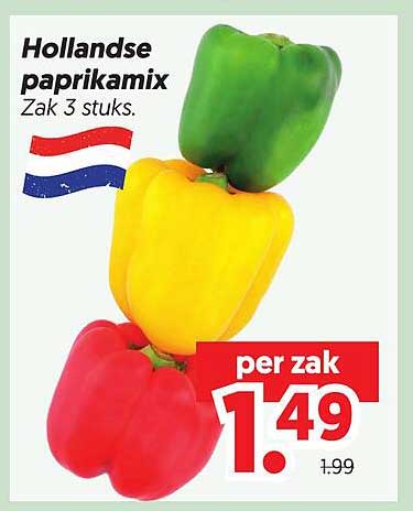 Hollandse paprikamix Zak 3 stuks.