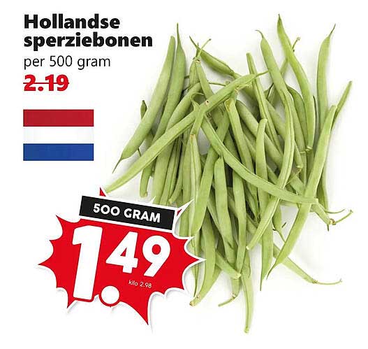 Hollandse sperziebonen per 500 gram