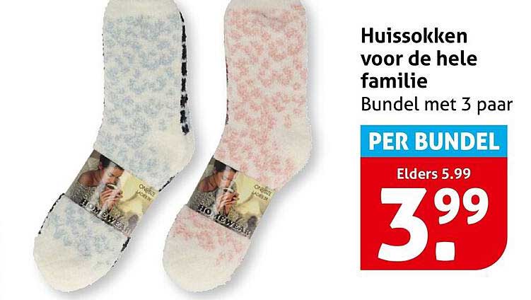 Huissokken voor de hele familie Bundel met 3 paar PER BUNDEL