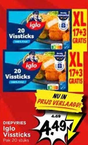 Iglo Vissticks 20 stuks XL 17+3 gratis
