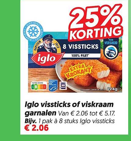 Iglo vissticks of viskraam garnalen