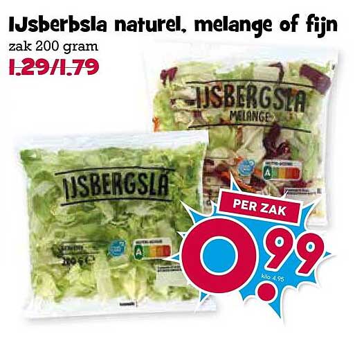 IJsbergsla naturel, melange of fijn