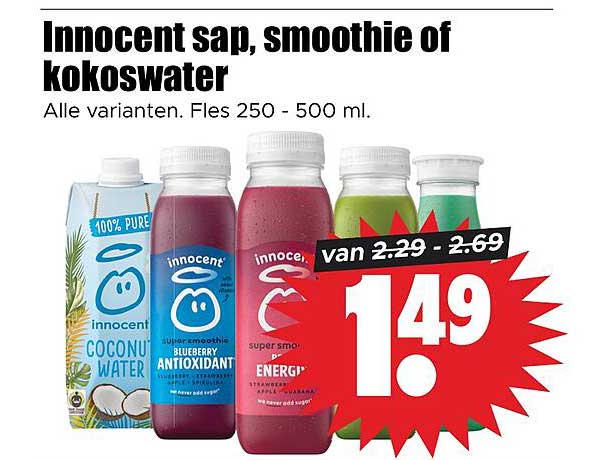 Innocent sap, smoothie of kokoswater