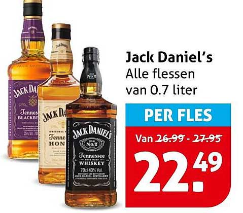 Jack Daniel’s Alle flessen van 0.7 liter PER FLES