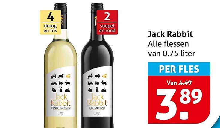 Jack Rabbit Alle flessen van 0.75 liter PER FLES