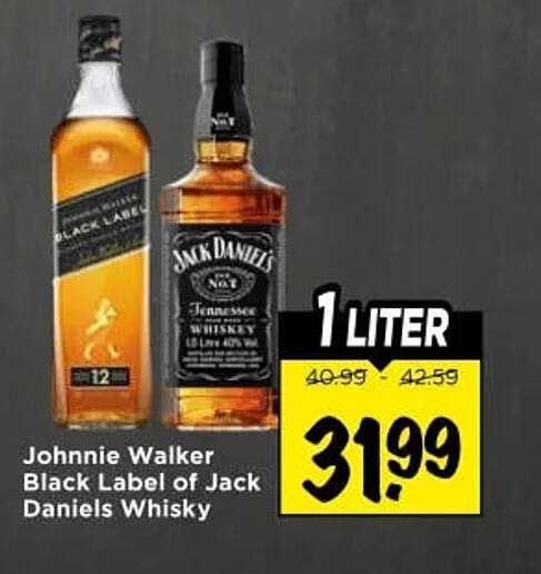 Johnnie Walker Black Label of Jack Daniels Whisky 1 LITER