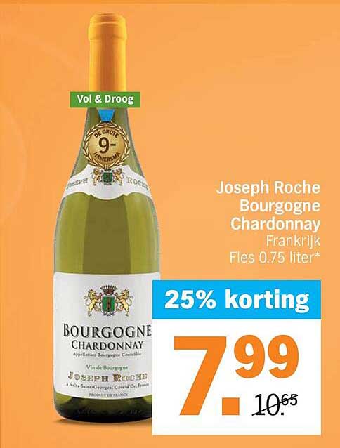 Joseph Roche Bourgogne Chardonnay Frankrijk Fles 0.75 liter 25% korting