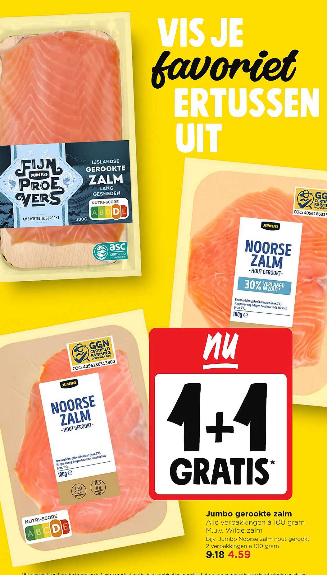 Jumbo gerookte zalm 1+1 GRATIS