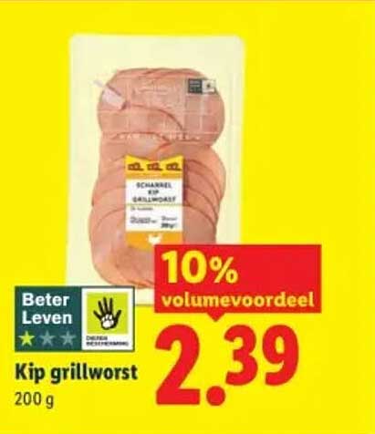Kip grillworst 200 g 10% volumevoordeel