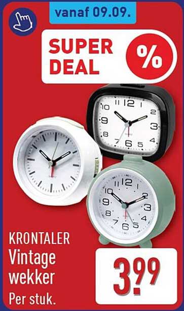 KRONTALER Vintage wekker Per stuk.