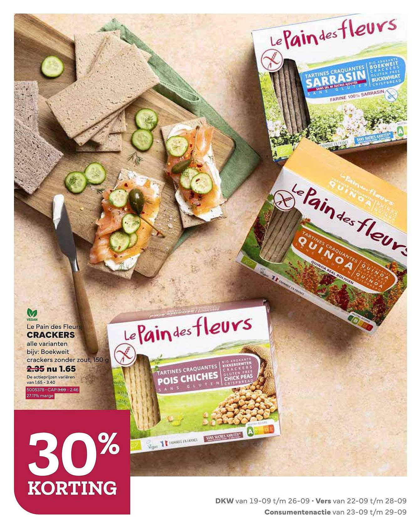 Le Pain des fleurs CRACKERS alle varianten bijv. Boekweit crackers zonder zout, 150 g