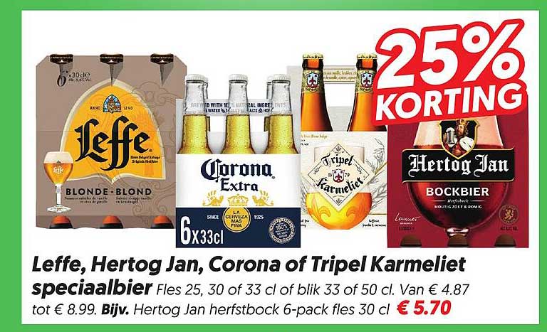 Leffe, Hertog Jan, Corona of Tripel Karmeliet speciaalbier