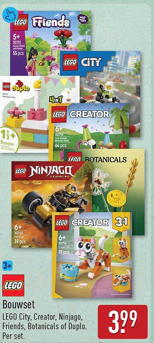 LEGO Bouwset LEGO City, Creator, Ninjago, Friends, Botanicals of Duplo. Per set.