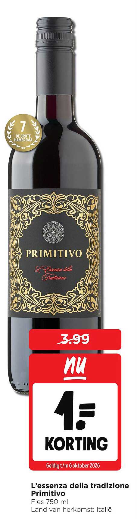L’essenza della tradizione Primitivo 1= korting