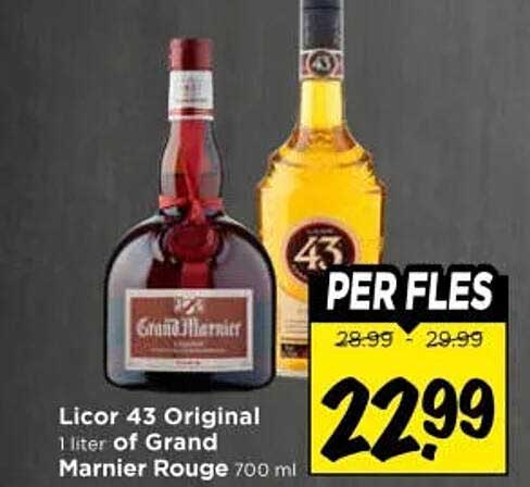 Licor 43 Original 1 liter of Grand Marnier Rouge 700 ml PER FLES