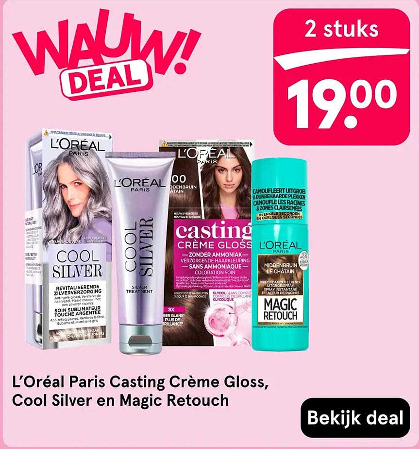 L'Oréal Paris Casting Crème Gloss, Cool Silver en Magic Retouch 2 stuks