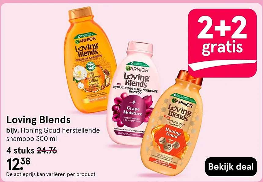 Loving Blends bijv. Honing Goud herstellende shampoo 300 ml 2+2 gratis