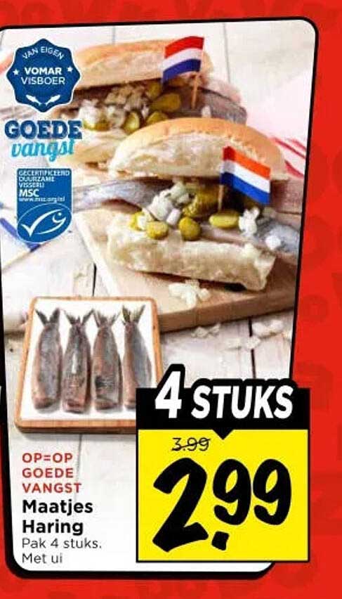 Maatjes Haring Pak 4 stuks. Met ui 4 STUKS