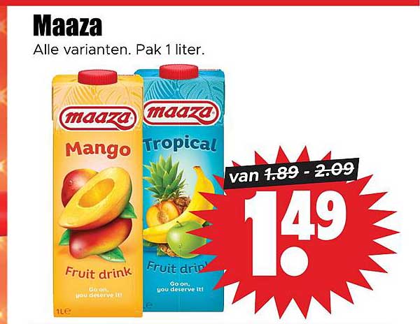 Maaza Alle varianten. Pak 1 liter.