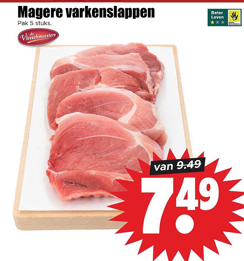 Magere varkenslappen Pak 5 stuks.