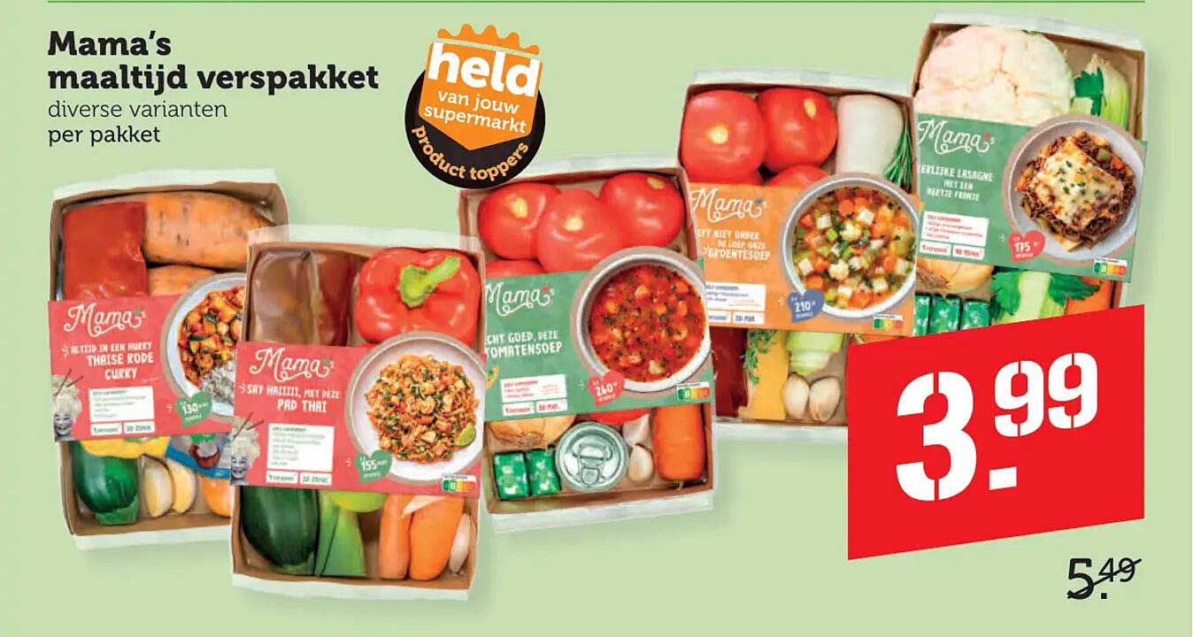 Mama's maaltijd verspakket diverse varianten per pakket