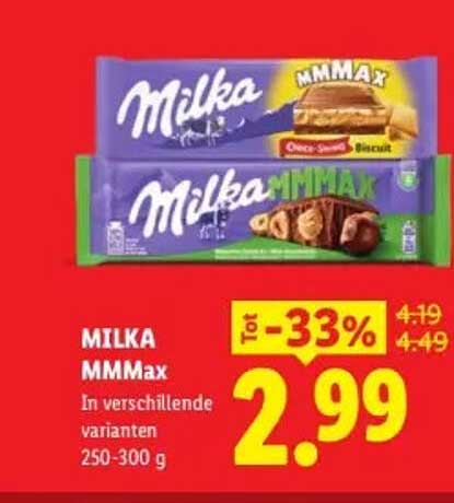 MILKA MMMax In verschillende varianten 250-300 g