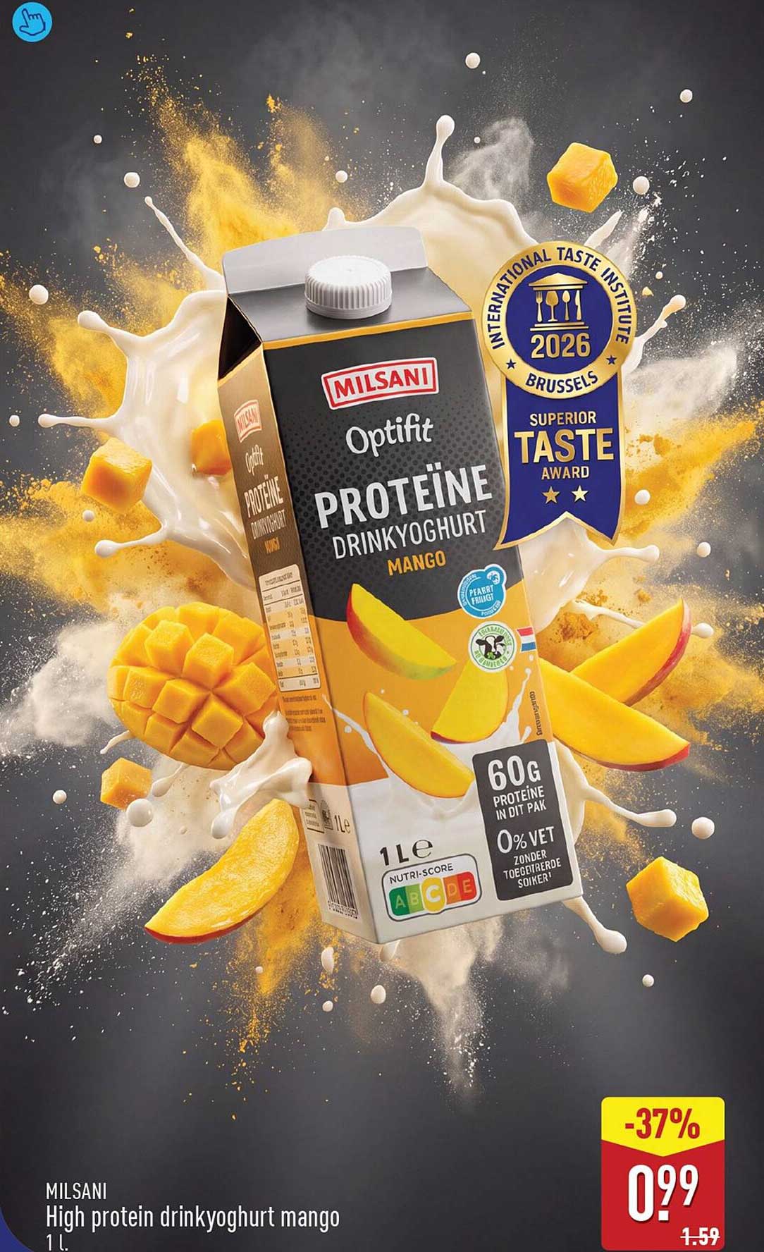 MILSANI High protein drinkyoghurt mango 1 L.