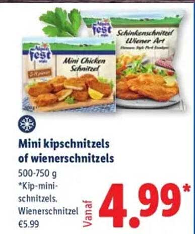 Mini kipschnitzels of wienerschnitzels